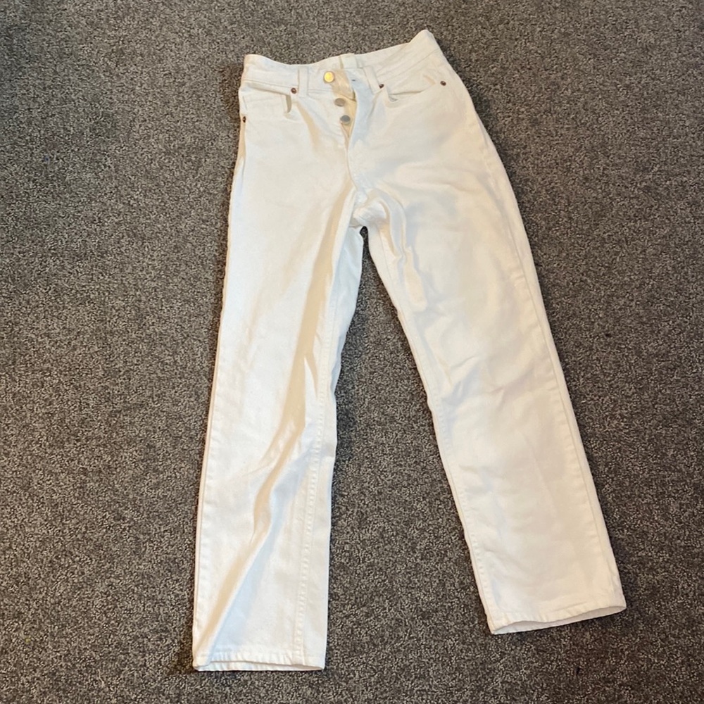 white straight leg jeans